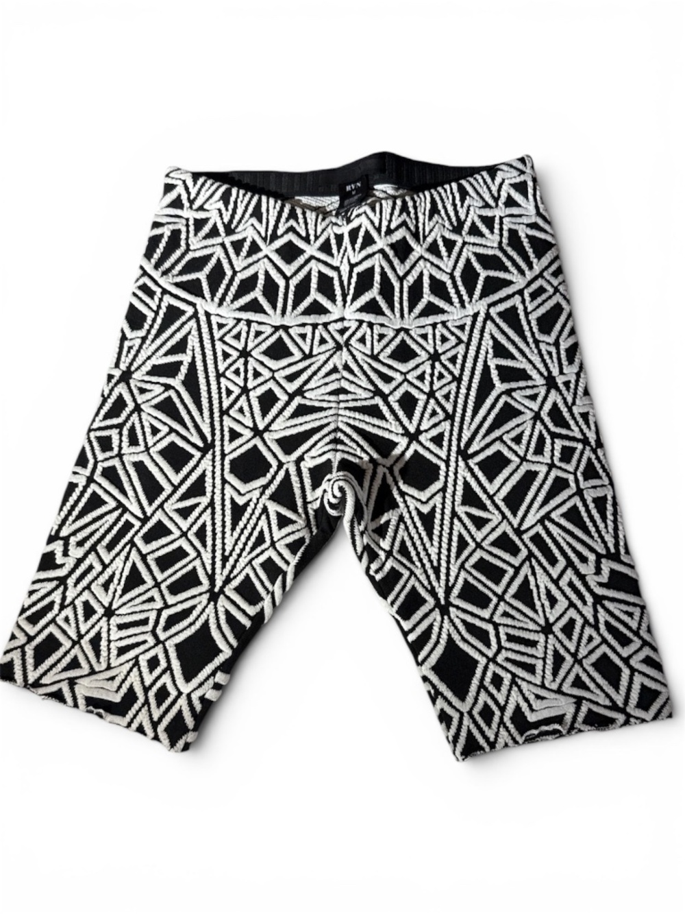 RVN  Black & White Textured Geometric Bermuda Shorts Size Medium Made in USA